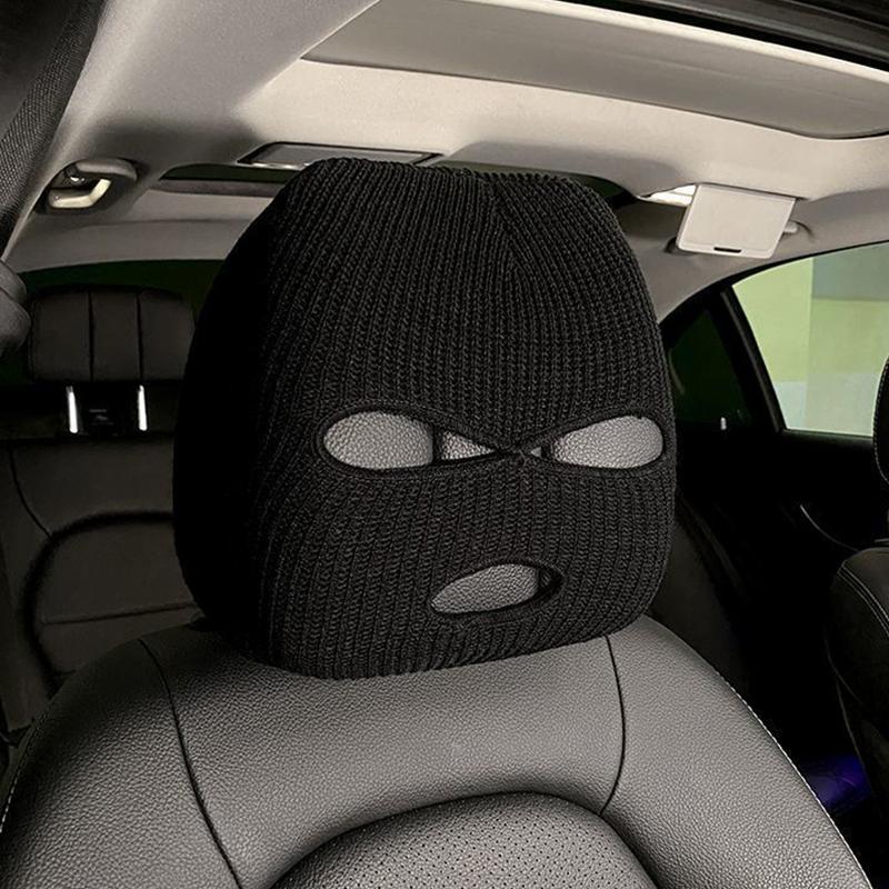 Funda universal para reposacabezas de asiento de coche, pasamontañas de 3 agujeros, cobertura completa, decoración divertida para Halloween y Navidad.