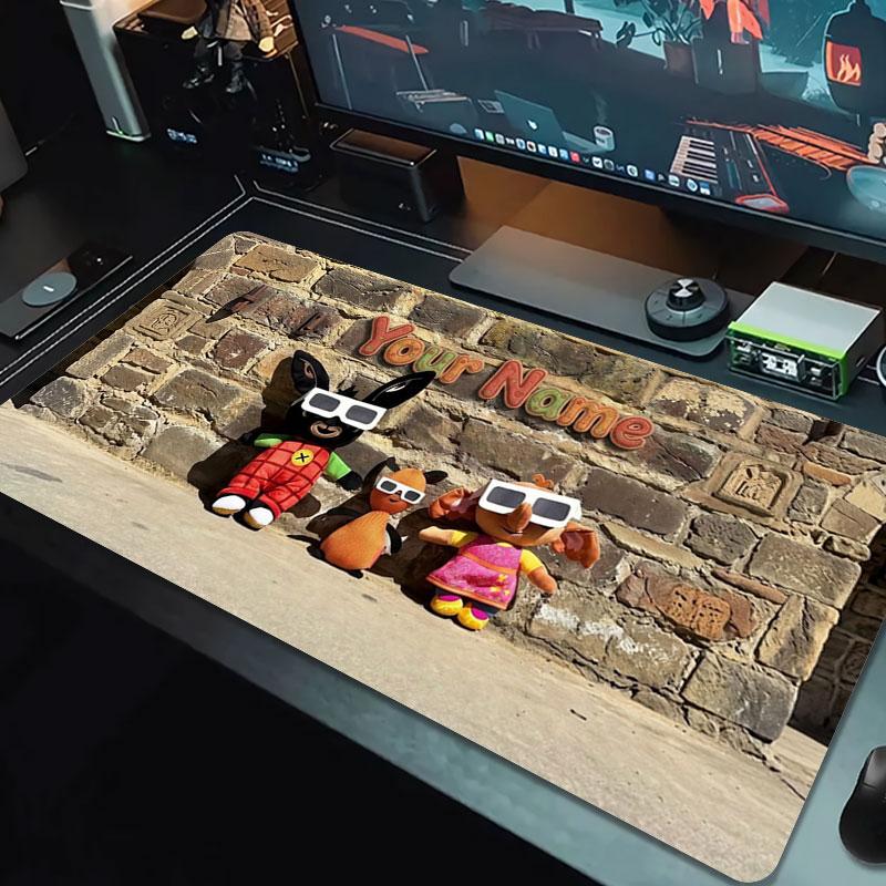Bing Custom Name Large Size Mouse Pad Large Gaming Table Cushion Non-slip Laptop Tablet Big Mousepad XXL Mat Mini PC Playmat With Lock Edge