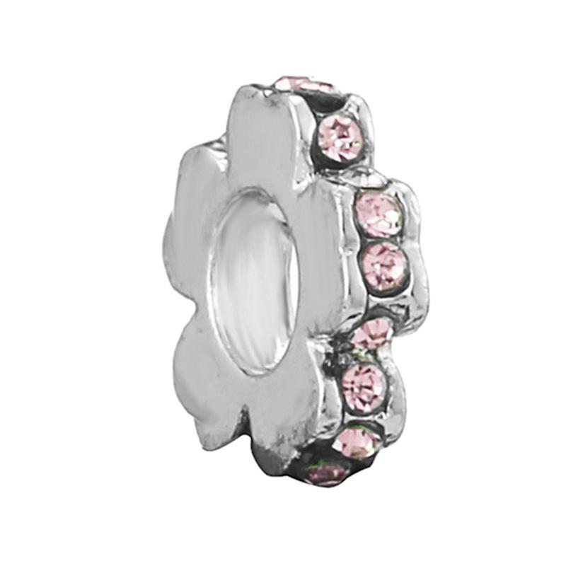 New Silver Plated Pink Diamond Butterfly Alloy Large Hole Charm Beads For DIY Bracelet Necklace Jewelry Accessories Gift