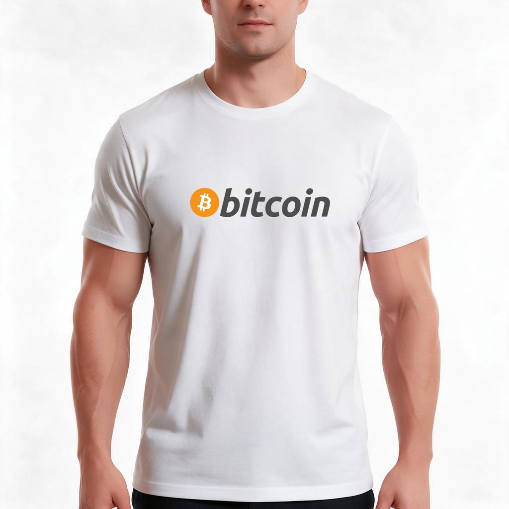 Bitcoin Logo TShirt Summer Casual Cotton Tee Oversized Streetwear Tops Vintage Graphic Print Loose Fit Short Sleeve