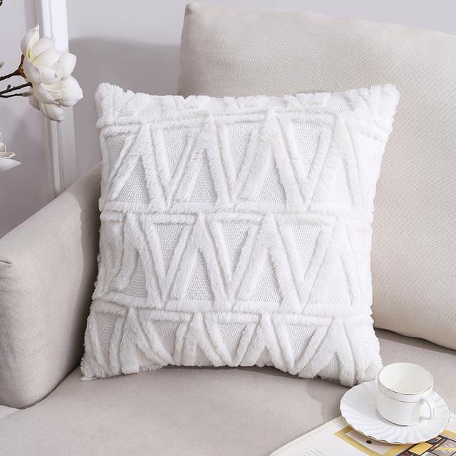 Latest 45x45cm Plush-touch Throw Pillow Covers Solid Color Square Bolster Wool Pillow Case For Sofa Bedroom Car Cusihion Cover Decorative