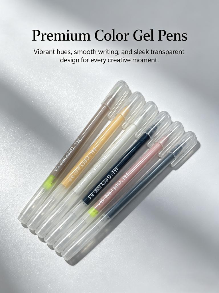 6 Pcs Colorful Gel Pens 0.5mm Fine Needle Nib Smooth Ink Pen for School Stationery & Office Supplies