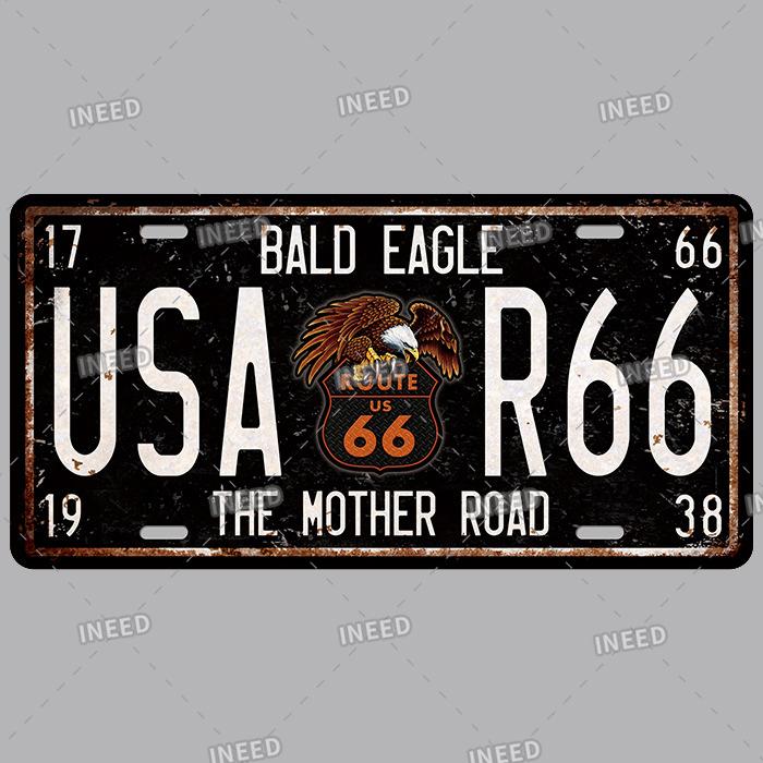 INEED Vintage Wall Decor Car License France Newyork USA Flag Metal Plate Garage Car Number Metal Signs Motor Decorative Tin Sign