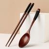 Convenient Travel Reusable Wooden Portable With Box Spoon Dinnerware Cutlery Set Chopsticks