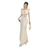 [With Chest Pads] Beautiful One-word Shoulder Dress Female Summer Socialite High-end Sexy Birthday Dress Waist Dress