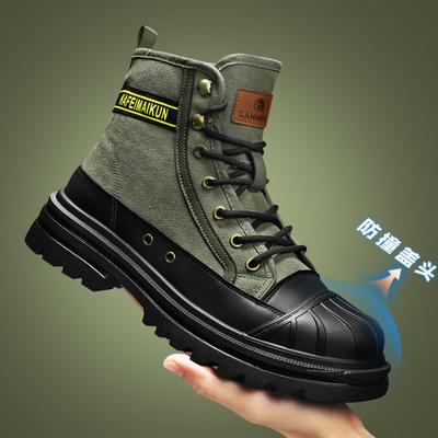 Anti-collision Bag Head Martin Boots Men's Shell Head Tooling Boots Men's Autumn and Winter Canvas Men's Boots Trendy Boots