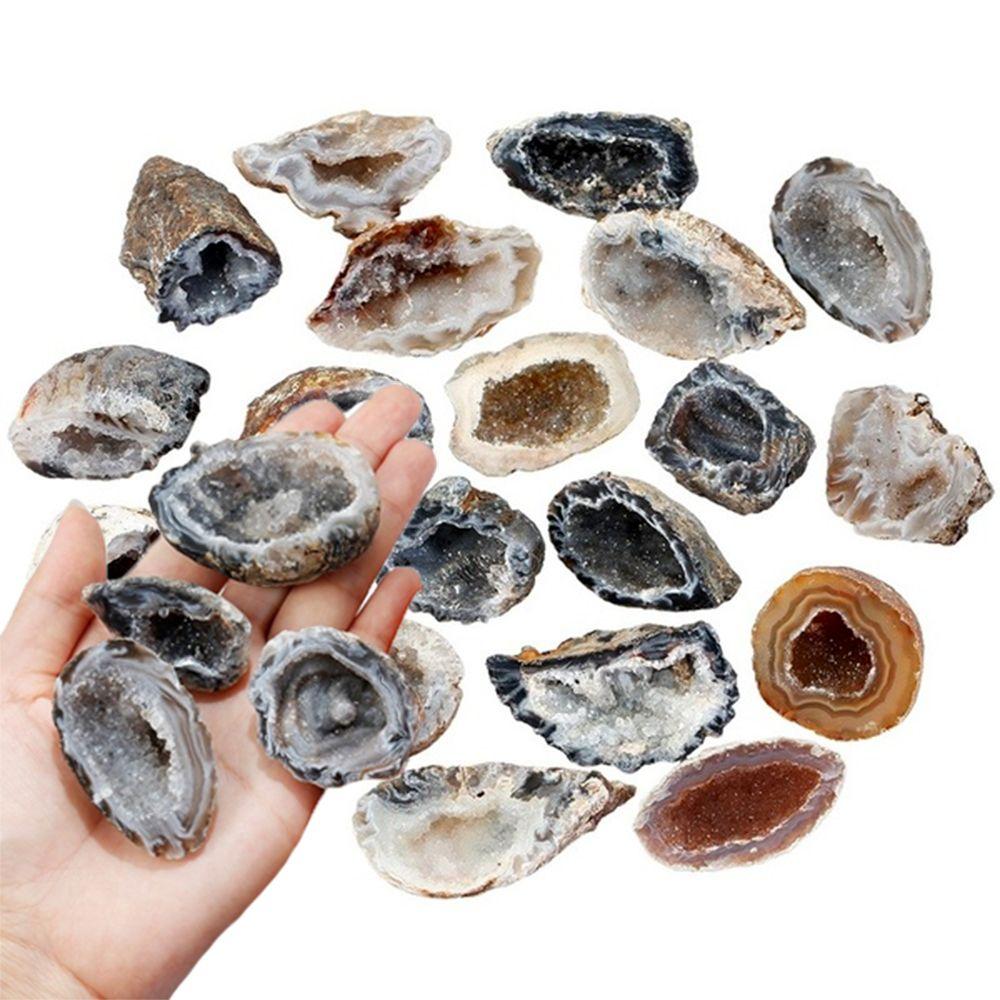 1 PC Irregular Shape Collectible Specimen Raw Gemstone Healing Stones Crystal Cluster Natural Agate Geodes Drusy Quartz Slice