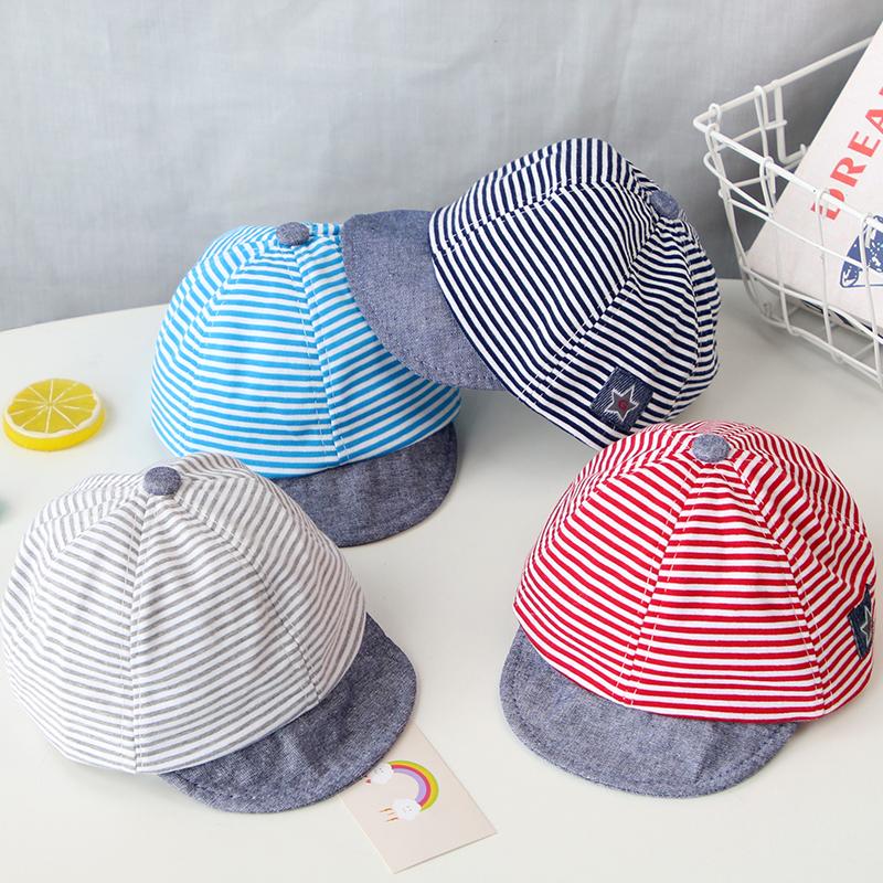 Summer Cotton Baby Hat Cute Casual Striped Baby Boy Cap Soft Eaves Kids Girls Sun Protect Hats Caps