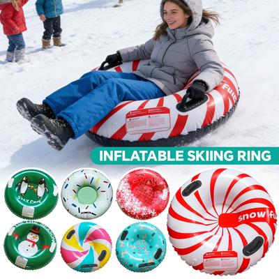 Inflatable Snow Tube with Dual Handles Durable Heavy Duty PVC Material for Winter Sledding Outdoor Snow Sports Fun and Recreation