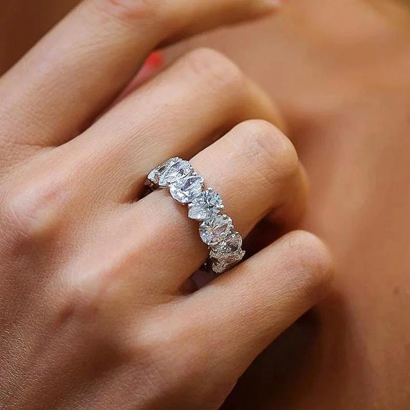 CAOSHI Drop-shaped Zirconia Rings for Women Fashion Copper Color Finger Zircon for Engagement Luxury Accessories for Wedding