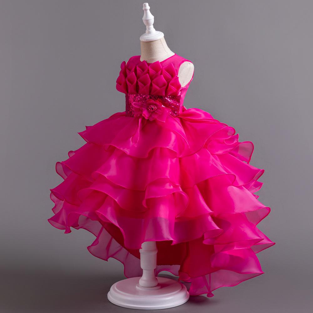 Girls Dress Flower Girl Tail Dress Organza Cake Princess Child Dress Wedding Pom Pom Dress  Little Girl's Favourite Dress Dresses