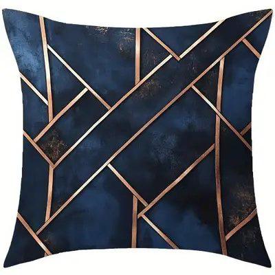 Home Decor Geometric Pattern Dark Blue Throw Pillow Covers Pattern Cushion Cover Suitable For Sofa Bedroom Car Pillow Cover