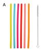6Pcs Reusable Silicone Straws Set With Cleaning Brushes, For Water, Milk, Juices, Smoothies,Straight/Bent Straws