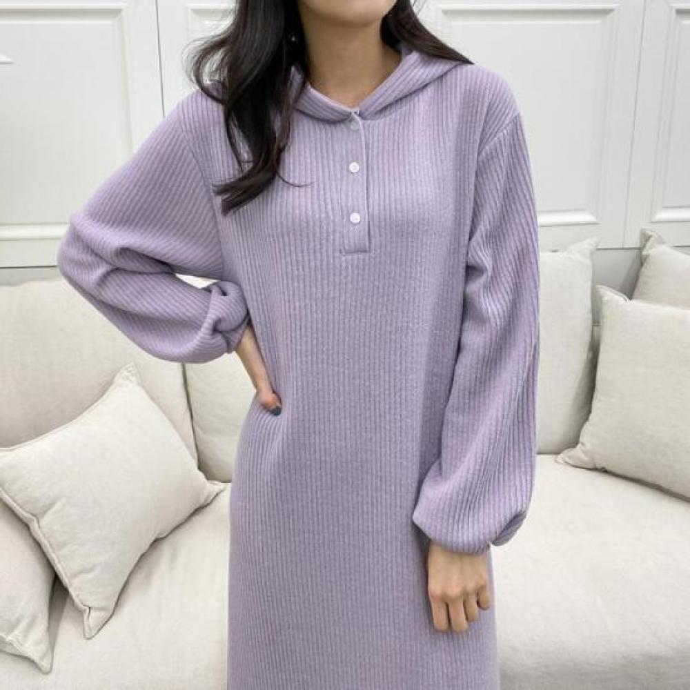 New Arrivals Open Run Women Winter Balloon Sleeve Hoodie Dress