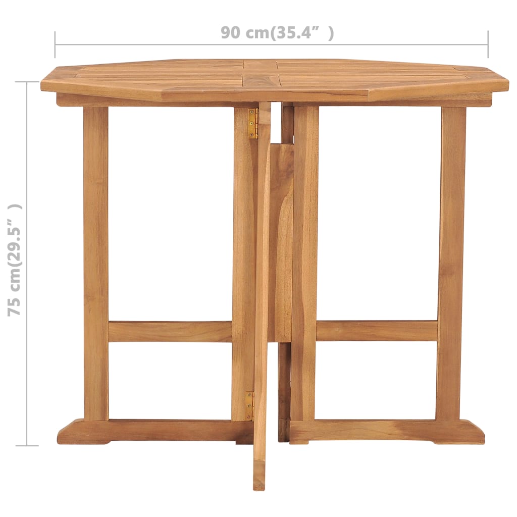 Folding Garden Dining Table 90 x 90 x 75 cm Solid Teak Wood