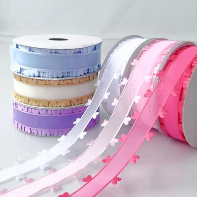 2.5cm New Valentine's Day Love Ribbon Gift Box DIY Handmade Accessories Ribbon 3.8cm Folded Bow Material Ribbon Bow DIY Flower Handmade