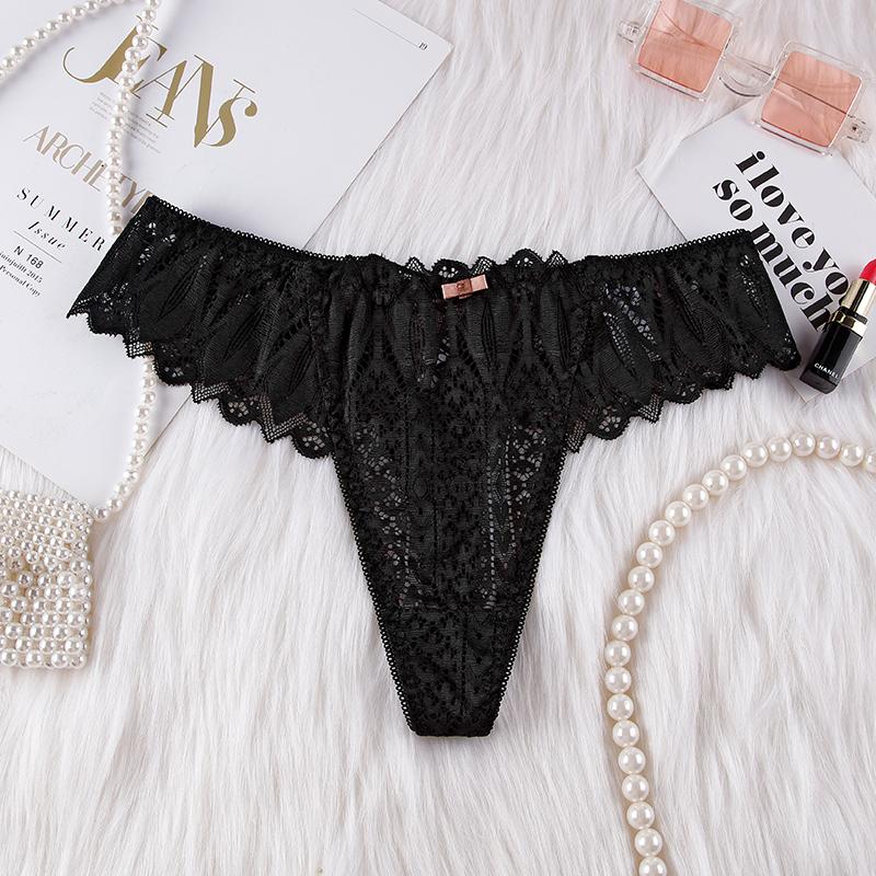 Damen Strings Unterwäsche Weibliche Intimwäsche T-Back G-String Sexy Transparent Spitze Low-Rise Slips Dessous Für Frau