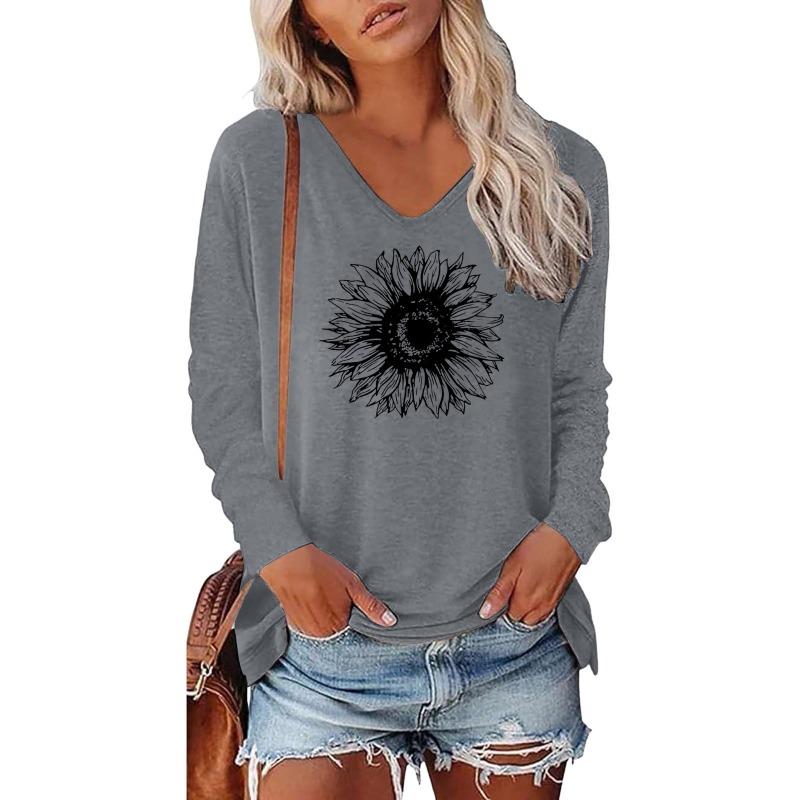 IHUASU Women's Fashion Casual Long Sleeve V-Neck  Blouses & Shirts