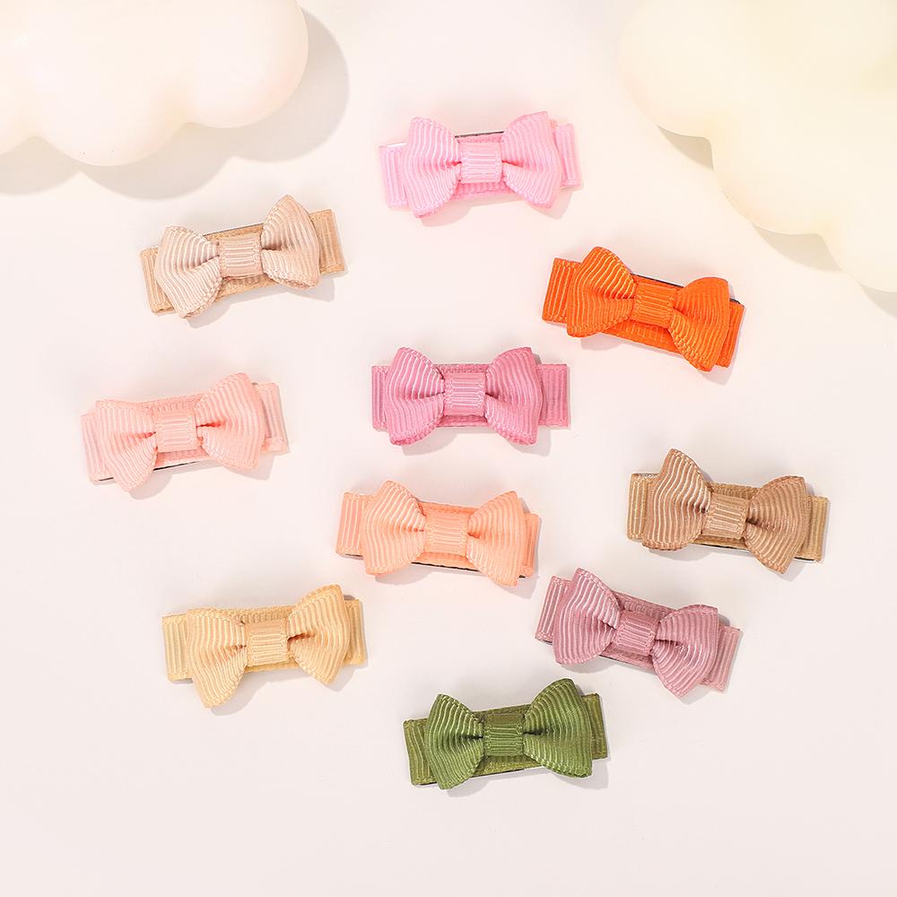 20Pcs/Set  Mini Bows Hair Clips for Baby Girls Kids Solid Color Bows Hairpins Barrettes Handmade Headwear Hair Accessories