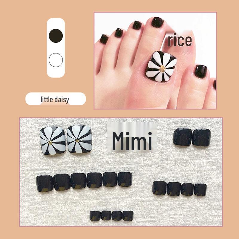 

Набор из 24 штук для ногтей на ногах в корейском стиле с черно-белыми цветами
