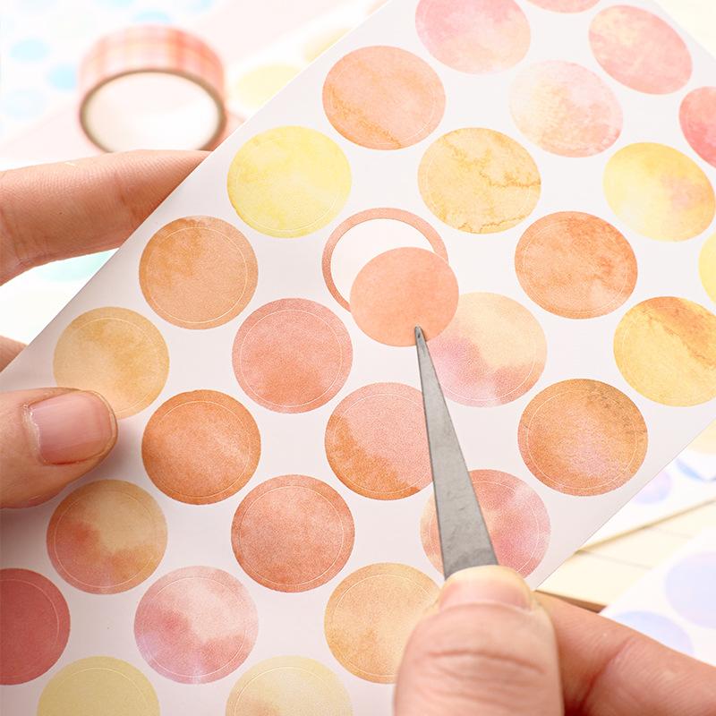 6 Sheets Morandi Watercolor Dot Stickers Simple Round Label Stickers for Journal Diary Sealing Stickers