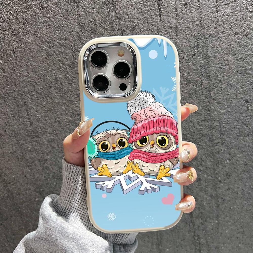 N110 Happy New Year Merry Christmas snowman Soft Phone Cases for iPhone 16Pro Max Xiaomi 11 Lite 5G NE Redmi Plating Frame Camera Protector Back Cover