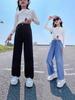 2025 Korean Style Girls' Autumn Wide Leg Jeans - Casual Loose Fit
