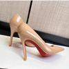 Značkový designér Podzimní Nude Lakovaná Špičatá Dámské Vysoké Podpatky Sexy Dámské Šaty Štíhlé Vysoké Podpatky D'Orsay & Dvoudílné