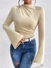 Herbst Winter Neuestes Vielseitiges Rüschenärmel Rundhals Slim Fit Damen T-Shirt