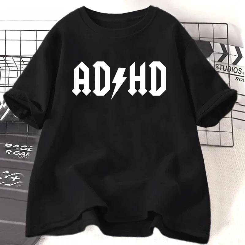 Adhd Printed Pattern TShirts Summer Unisex Casual Fashion Minimalist Tops Streetwear Y2k Oversize ONeck Short Sleeve TShirts