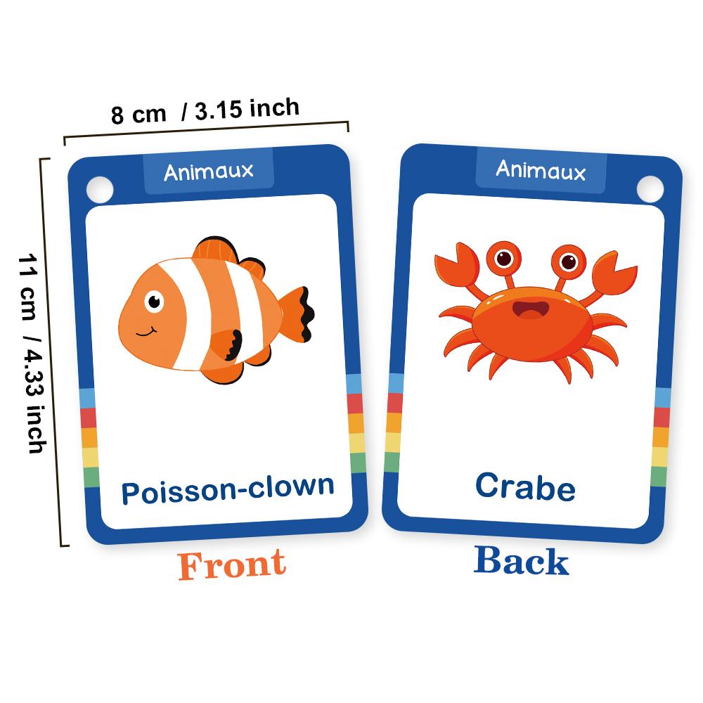 Food / Animals / Fruits / Body Parts French Words Learning Cards for Kids Early Language Skill Classroom Activities Memory Games