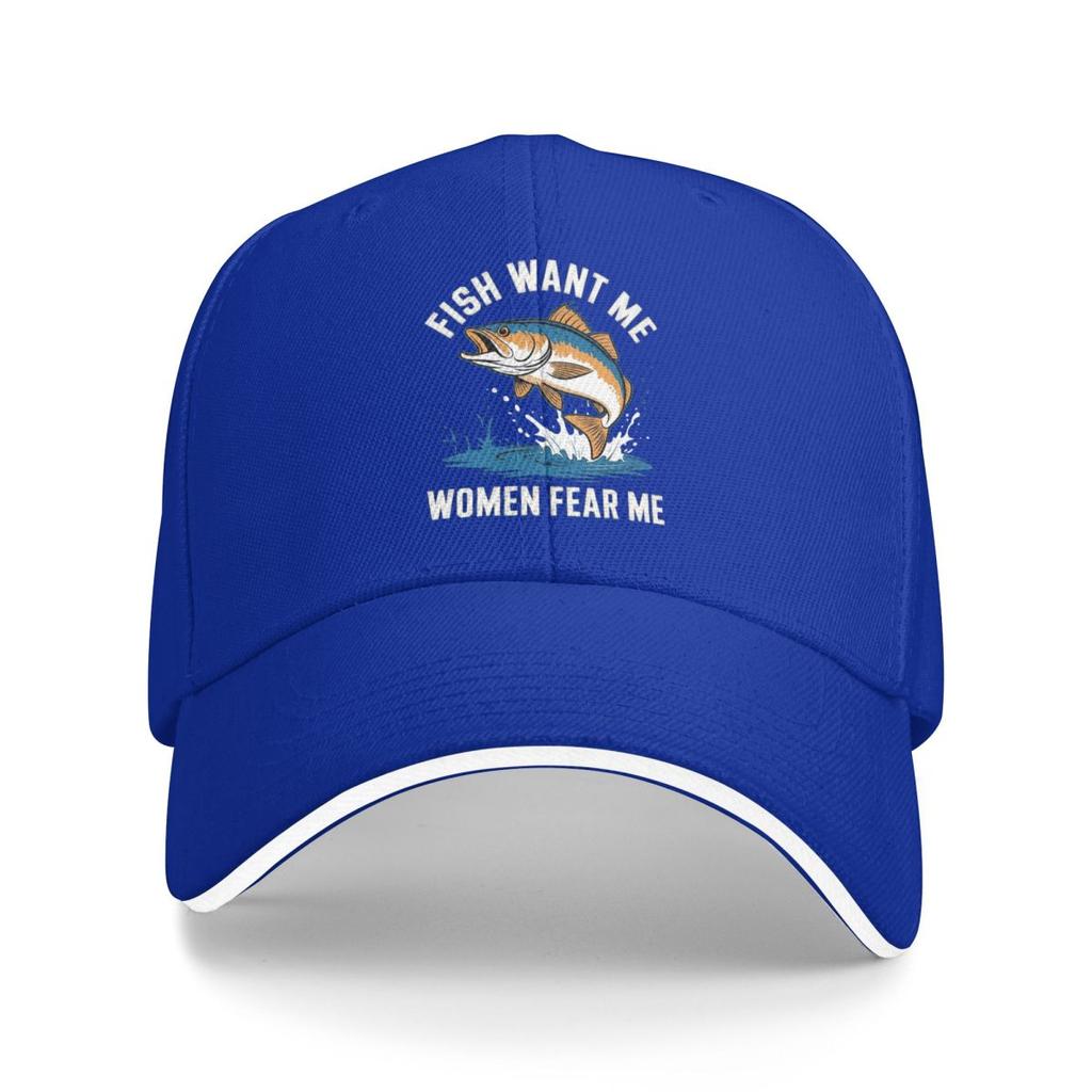 Fish Want Me Women Fear Me Baseball Caps Snapback Baseball Hats Breathable Casual Casquette Outdoor for Men And Women