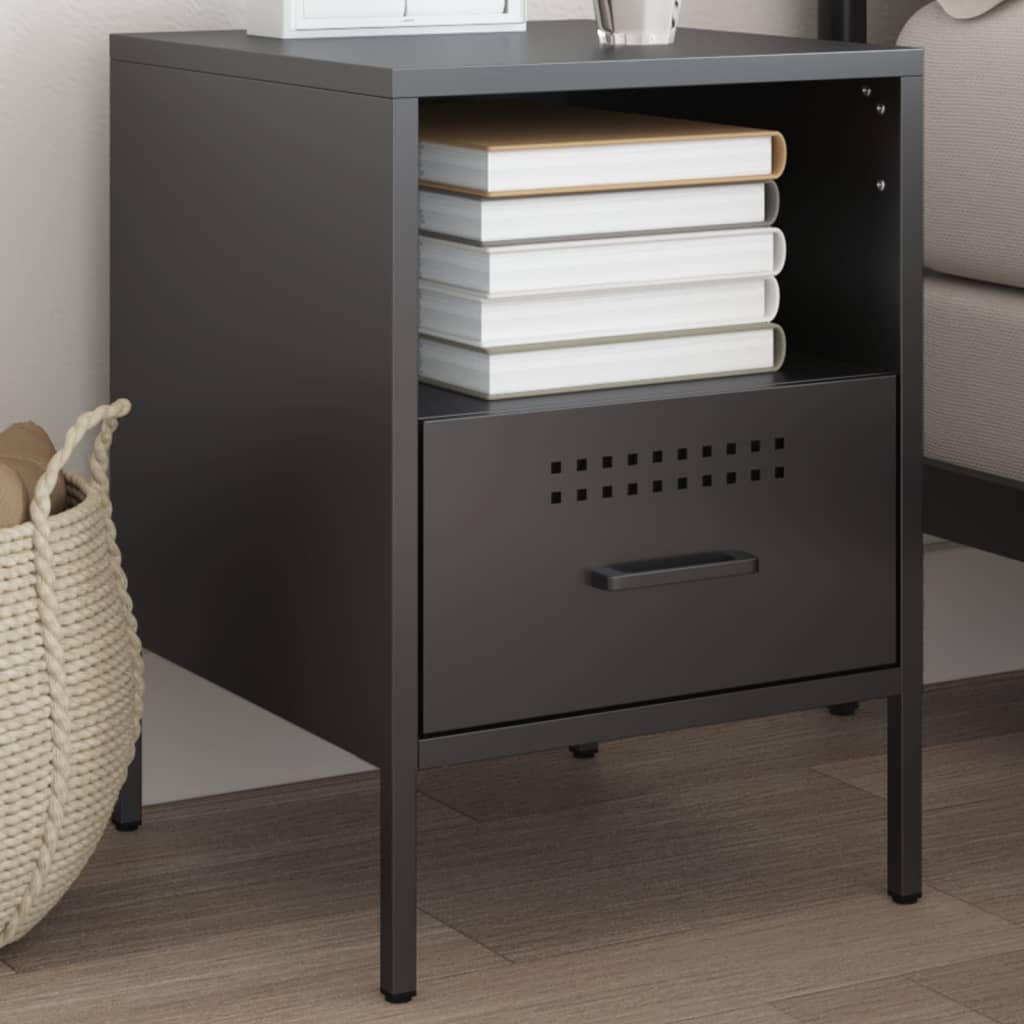 Nightstand Black 36 X 39 X 50.5 Cm Steel
