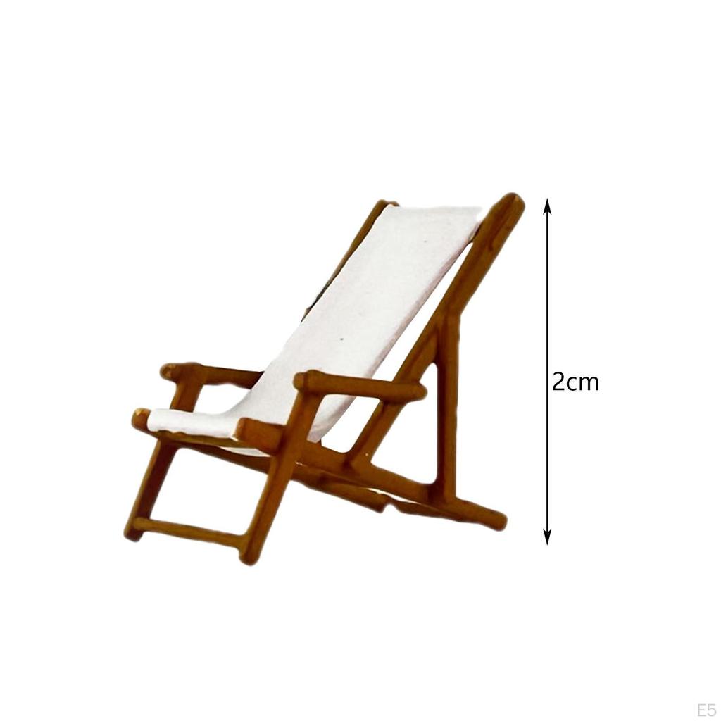 1/64 Diorama Figure Miniature Beach Surfing Scene Handpainted Lounge Chair Model for Fariy Garden