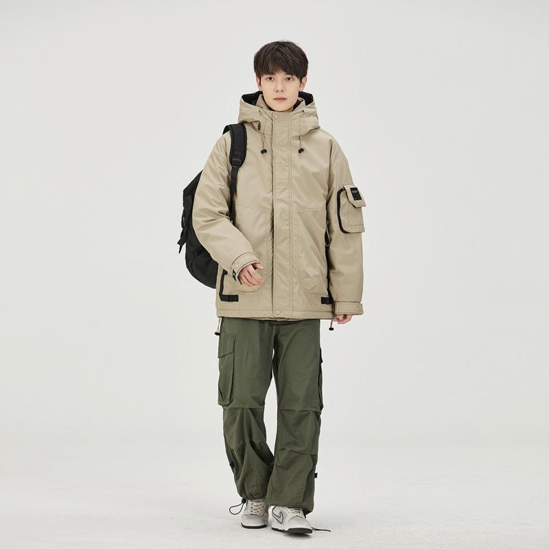 Men's Winter Trendy Brand 90 Duck Down Jacket, Functional Workwear, Warm and Thickened Hooded Down Jacket, Fashionable Couple Loose