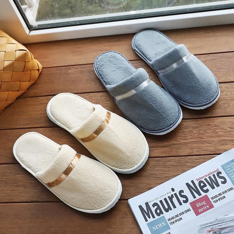 Ntoge Disposable Coral Fleece Hotel Slippers, 5 Pairs
