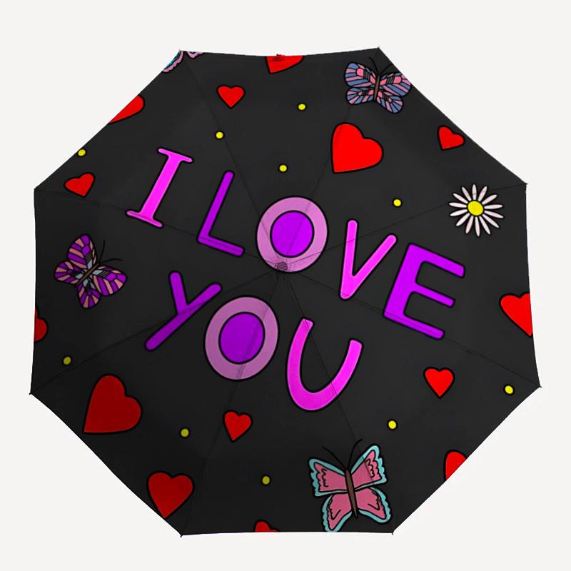 

1pc Love Hearts Butterfly Automatic Open/Close Umbrella with Windproof, 8-Rib Sturdy Canopy, , Outdoor Accessory, Ideal for Gifts yy251117080