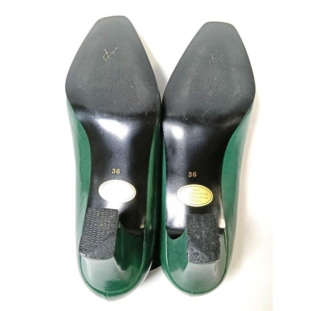 Used Yves Saint Laurent Pumps Green Suede Enamel Bijou 36 (23cm) Heel 6cm
