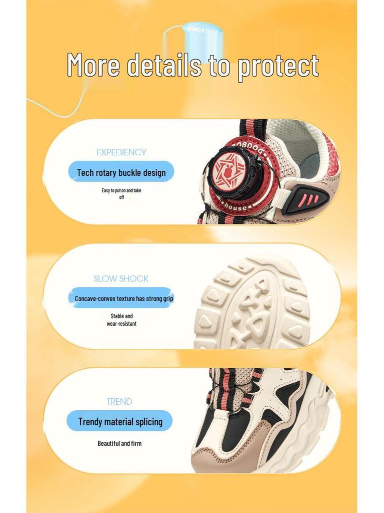 Babudou 2024 Autumn Kids' Breathable Casual Shoes: Girls' Dad Shoes for Infants, Medium, and Large Children.