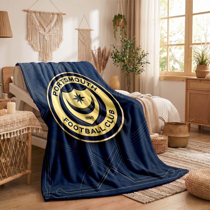Coperta in Pile a Tema Portsmouth FC Morbida e Accogliente Coperta di Peluche per Camera da Letto Divano Viaggio