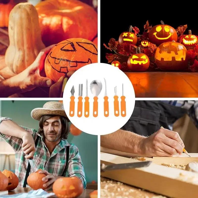 Hot Sale 7Pcs set Halloween Pumpkin Carving Knife Sets Pumpkin Lantern DIY Carved Tools Pottery Tools Pumpkin Cutting Hand Tools