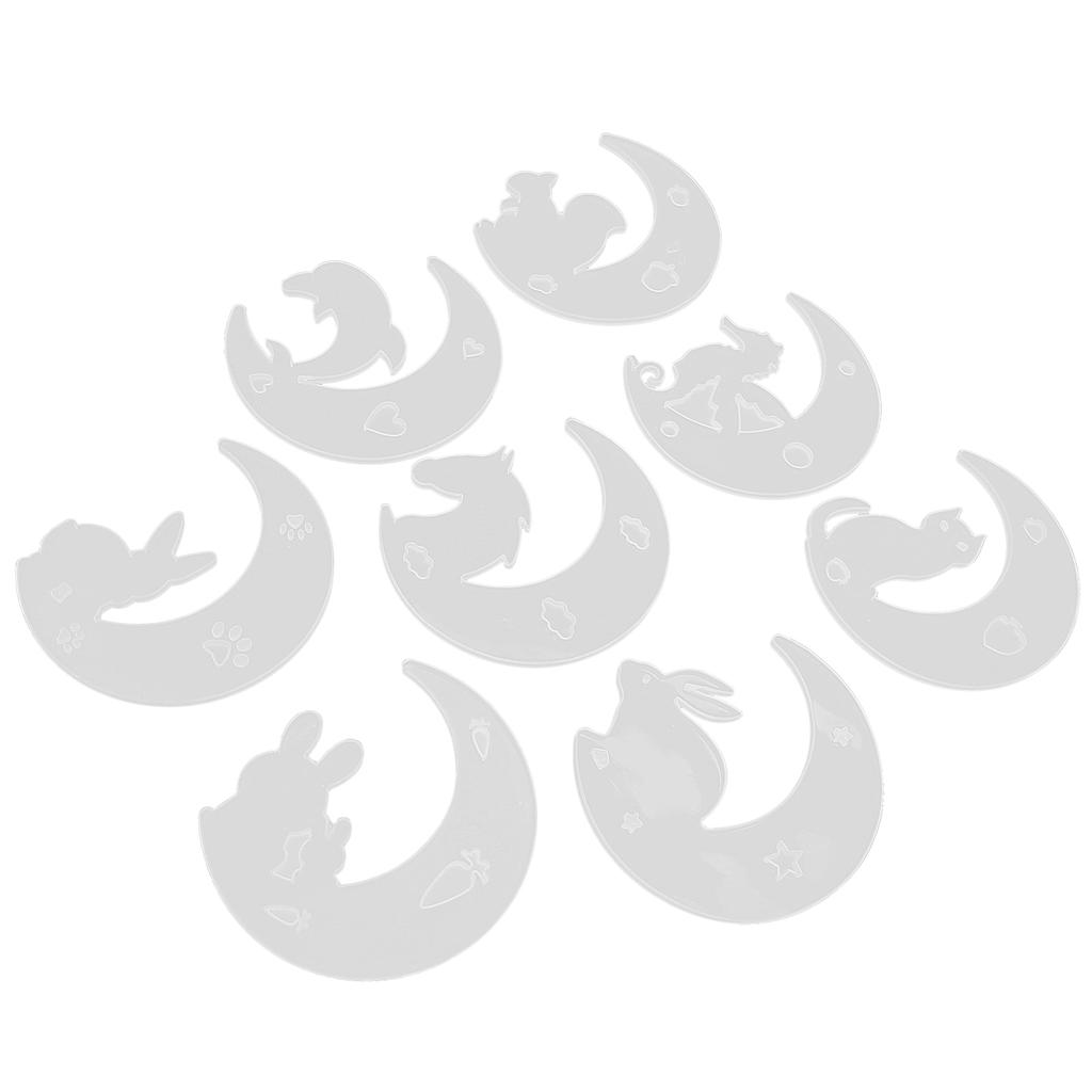 8 Stück Silikon Mondform DIY Basteln Mond Hase Katze Anhänger Silikonform