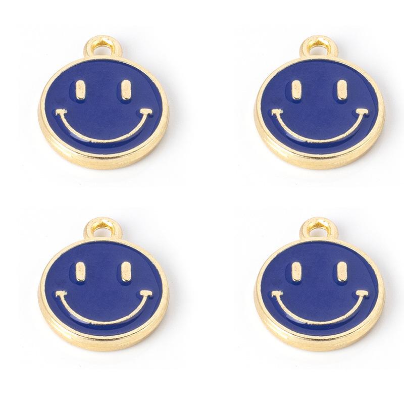 Round Alloy Oil Drip Mini Pendant Vibrant Smiley Face Charm Handcraft Ornament Fashion Bracelet Necklace Earring Making Raw