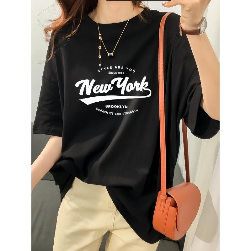 

European sizes Trendy American Retro Short-Sleeve T-Shirt for Women, Summer 2024 New Design, Niche Korean-Style Half-Sleeve Top. 4XL