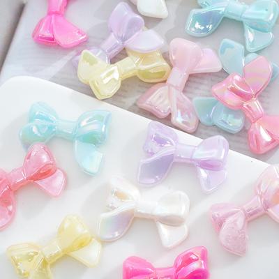 Acrylic Ab Plated Color Imitation Bow, Solid Color Beads, Straight Hole Loose Beads Diy Jewelry, Necklace, Hairpin, Beaded Material