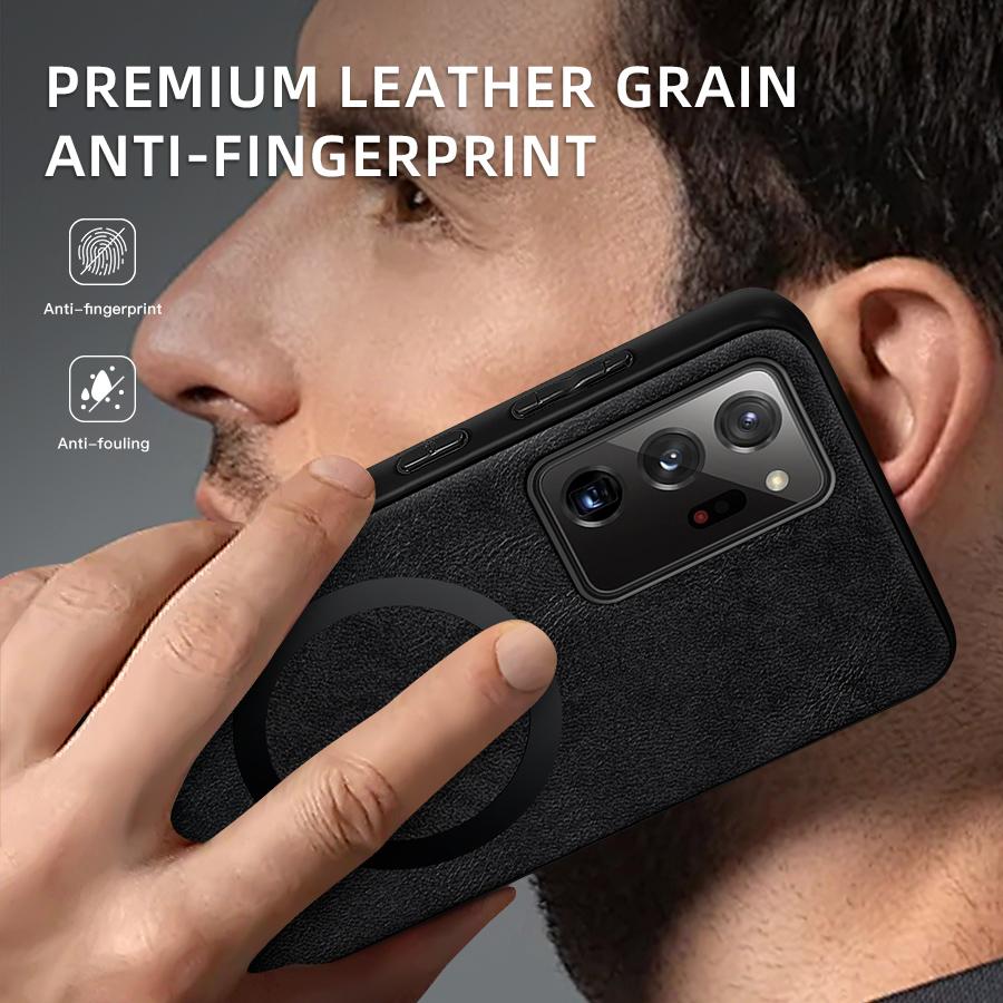 Klassisches Leder Kabelloses Laden Für Magsafe Magnetische Hülle Für Samsung Galaxy Note 20 Ultra Note20 Ultra Weiche Rückseite