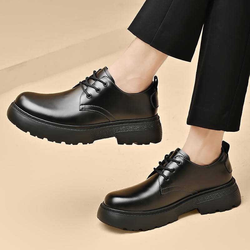 Fashion Men Genuine Leather Shoes Luxury Outdoor Thick Bottom Casual Oxford Shoe for Men Lace Up Beef Tendon Outsole Business Work Shoes
