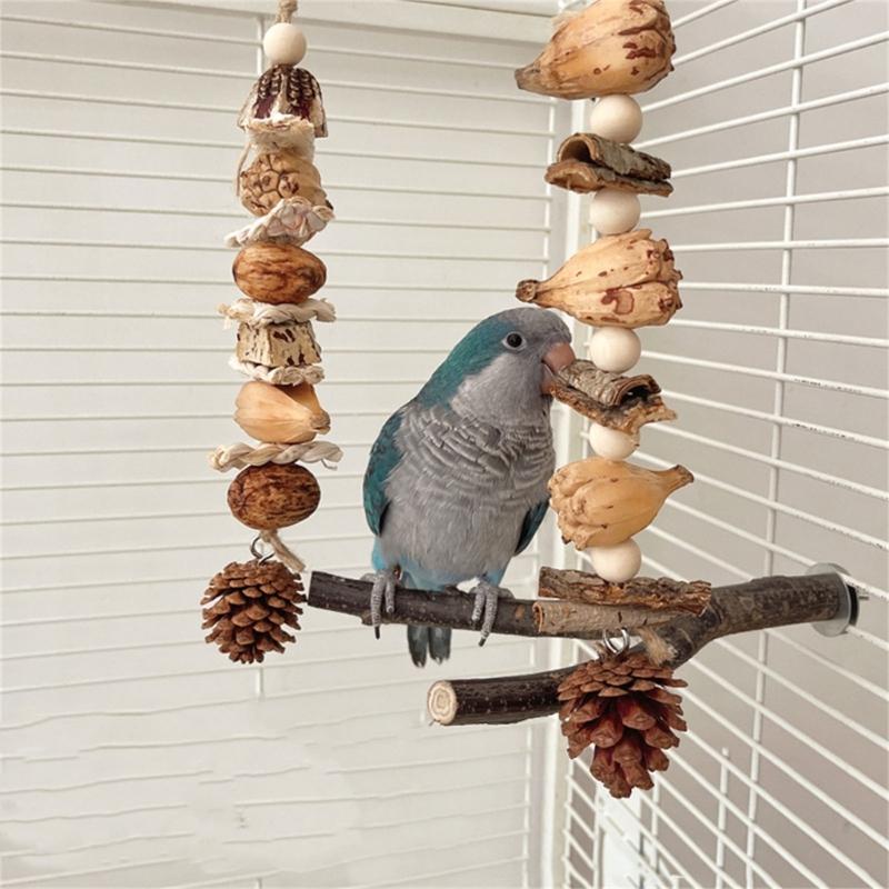 Vogelspielzeug Papagei Kauspielzeug Vogelkäfig Reißspielzeug Kleiner Mittlerer Vogelkäfig Kiefernzapfen Vogelstange für Conure Nymphensittiche