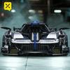 1:8 Silver Blue Supercar Racing Sports Car Building Blocks Sets High Detail with Rear Linked Engine Track Wing Ideal for Car Toy