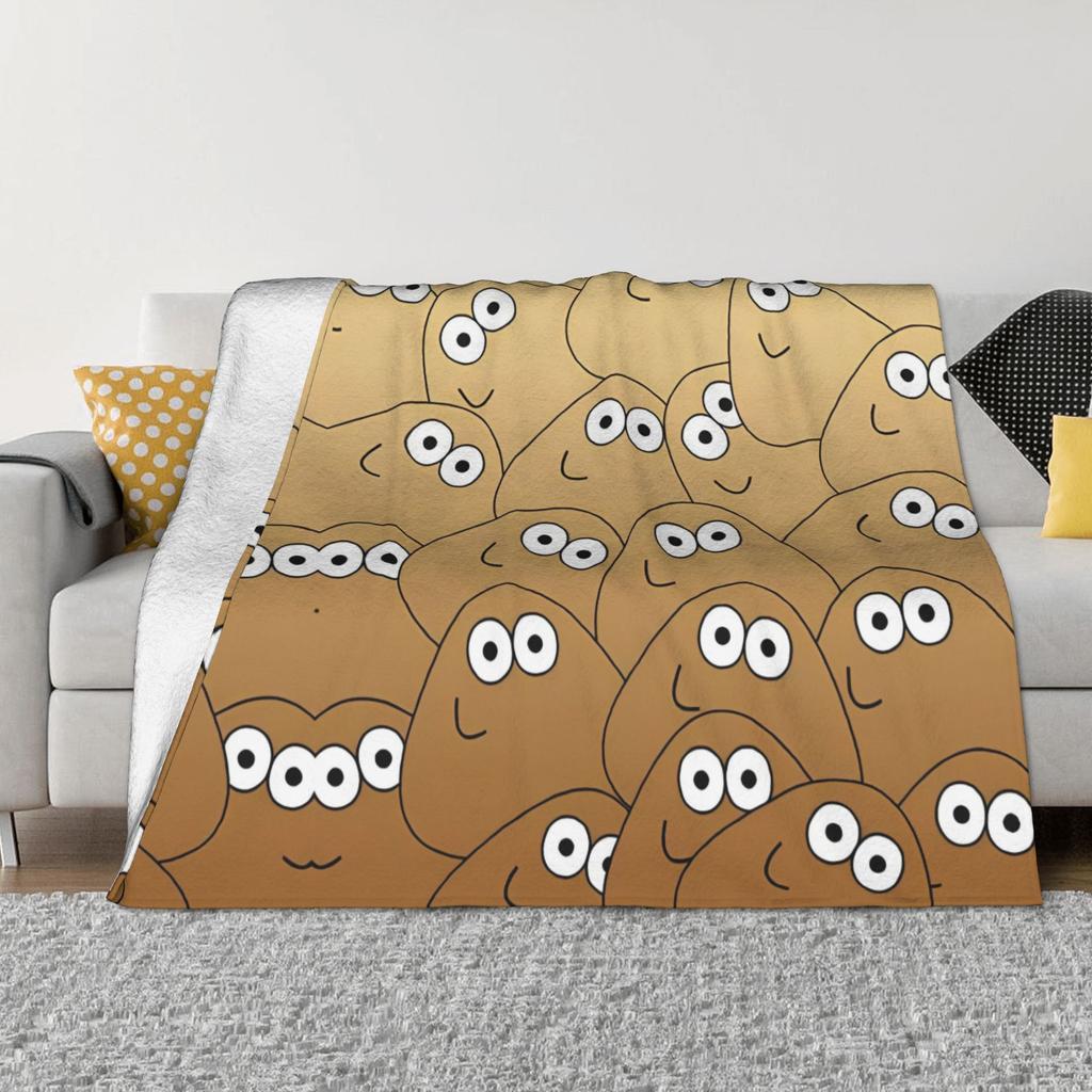 My Pet Alien Pou Blanket Cute Cartoon Flannel Funny Soft Throw Blankets for Bedding Lounge Summer